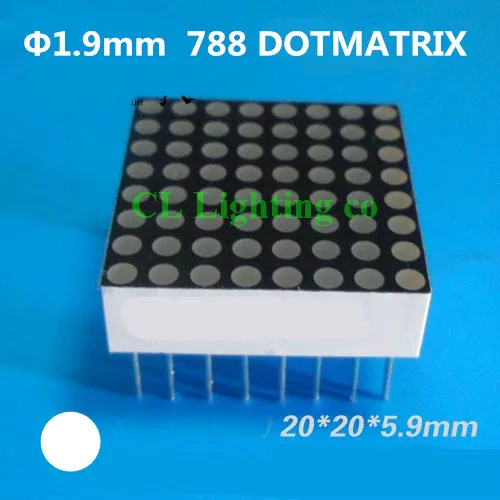 10 pcs 8x8 8*8 Mini White 1.9mm Dot Matrix LED Display Common Anode Digital Tube 16-pin 20*20mm DIY Electronic Kit