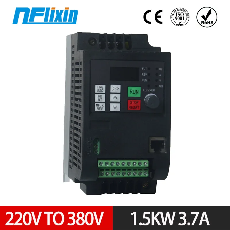 

HOT!1.5KW/2.2KW/4KW/5.5KW/7.5KW/11KW VFD single phase 220V in and 3 phase 380V out frequency converter Drive 3 phase motor speed