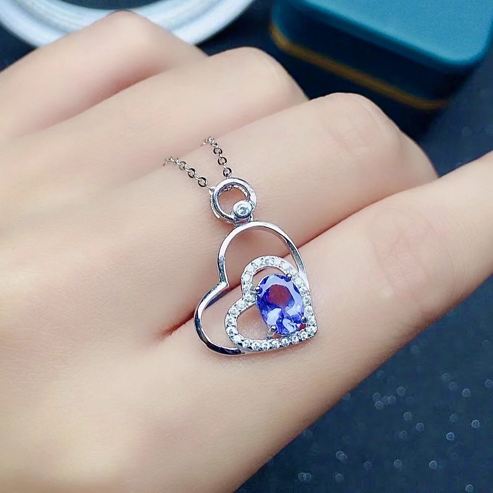 

Romantic Silver Heart Pendant Fordaily Wear 0.7ct VVS Grade 100% Natural Tanzanite Pendant Solid 925 Silver Tanzanite Jewelry