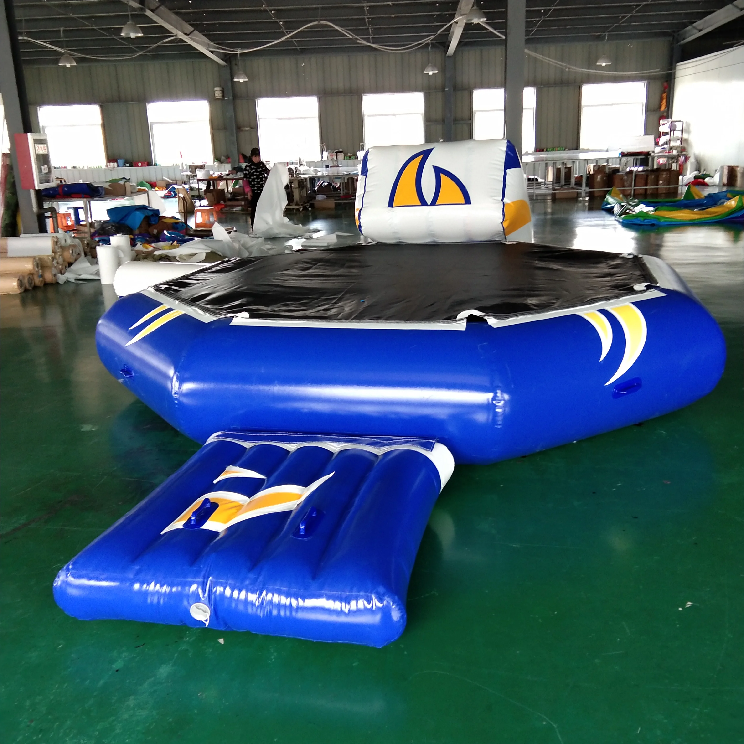 Inflatable Water Trampoline Jumping Bouncy with Slide Entertainment for Outdoor Water Activities