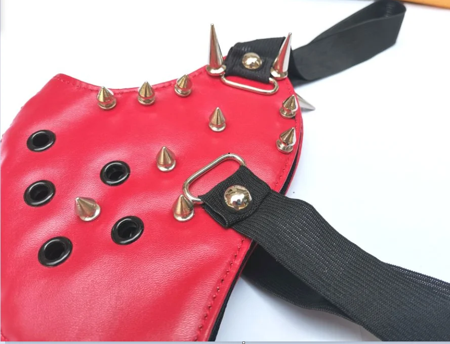 Bar stage performance punk PU leather red spike mask riding locomotive tipper hip hop  mask