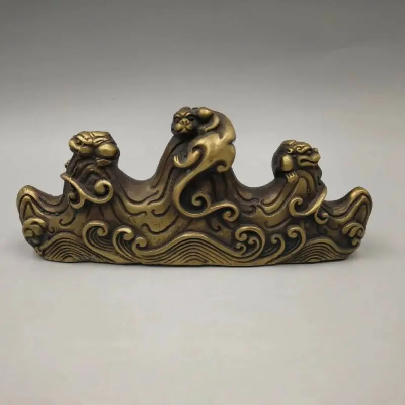 

Chinese Antique Brass Carving Beast penholder