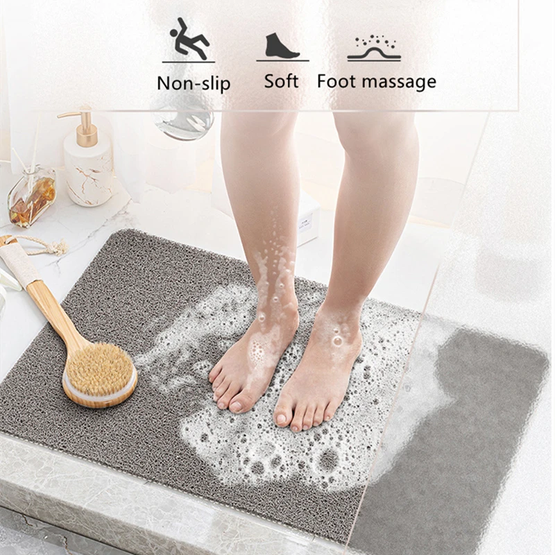 Bathroom Anti-slip Mat Mildew Proof Waterproof Shower Mat Soft Massage Home Bath Drainage PVC Washable Quick Drying Floor Rug