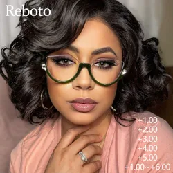 Reading Glasses 2021 Women Blue Light Blocking Farsightedness Glasses Transparent Computer Half Frame Fashion Eyeglasses acetate