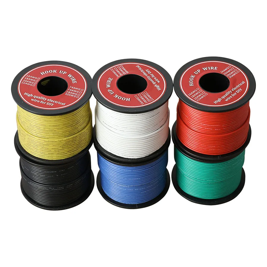 

40m/Roll Silicone Wire 18 AWG UL3132 Hook-up Stranded Wire Flexible 30 Gauge 300V Tinned Copper Rubber Insulated Electrical Wire