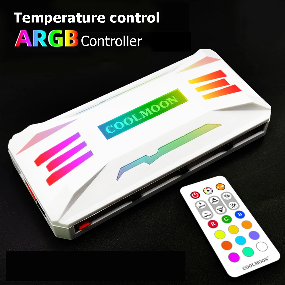 COOLMOON ARGB Controller 4Pin PWM 5V 3Pin ARGB Cooling Fan Smart Remote Control for Computer PC Case Chassis Radiator