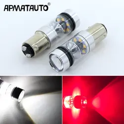 Bombillas de freno trasero para coche, accesorio con chip afilado, LED de 5W, doble filamento, 12V, 1157 BAY15D 7225 BAZ15d P21/P21W 4W/5W, rojo/blanco, 2 uds.