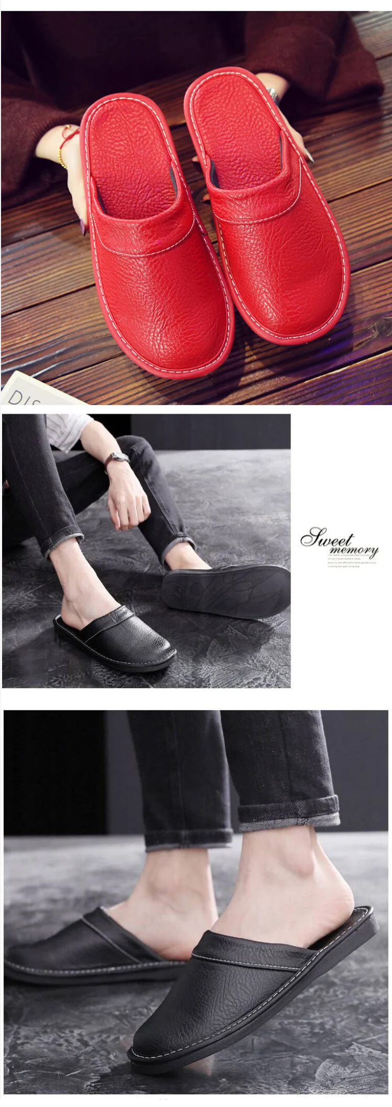 Plus Große Größe 47 48 Unisex Echtes Leder Hausschuhe Wasserdichte Indoor Haus Marke Schuhe Männer Hausschuhe 2022 Neue Mann Frauen hausschuhe – Detail 8