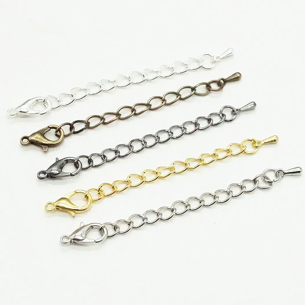 

20pcs/lot 5cm 7cm Tone Extended Extension Tail Chain Lobster Clasps Connector For DIY Jewelry Making Findings Bracelet Necklace