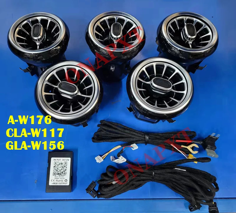 LED Für Benz A/C/E/S/V/CLA/GLA/GLC W176 W205 W213 W222 W447 W117 W156 X253 Bluetooth APP Düse Umgebungs Licht Air Vent Turbine – Detail 16