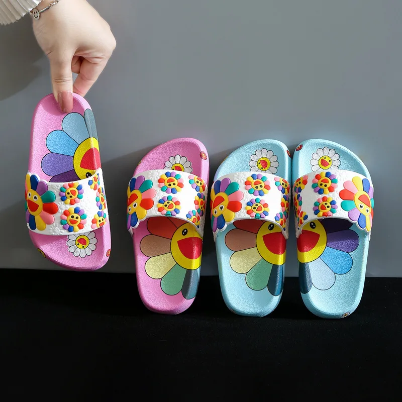 Sunflower Slippers for Girls New Summer Kids Beach Shoes Baby Toddler Soft Indoor Slippers Children Sandals