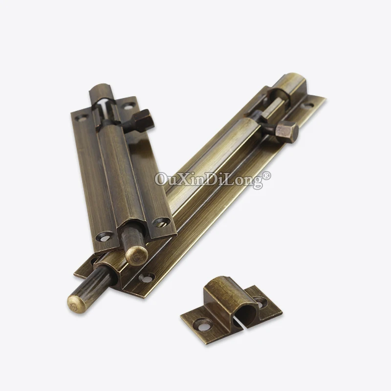 Retro Vintage 2PCS European Antique Pure Brass Door Bolts Security Gate Door Barrel Latch Hasp Locks+Screws