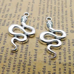 10pcs/Lot 18x30mm Snake Charms Antique Silver Color Pendants for DIY Jewelry Making Charm