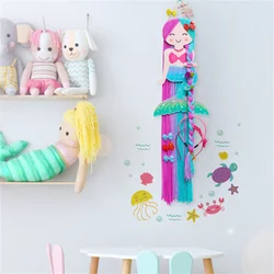 Knit Mermaid Hair Bows Storage Girls Hairband Clips Barrette Hanging Organizer Strip Holder Felt Crafts Baby Hair Accessories