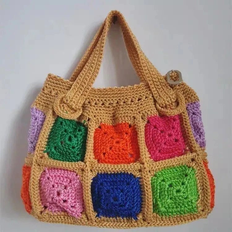 Handmade Crochet Bag Summer Bag Kintting Beach Bag Handmade crochet bag crochet shoulder bag Kintting tote bag Colorful hand bag