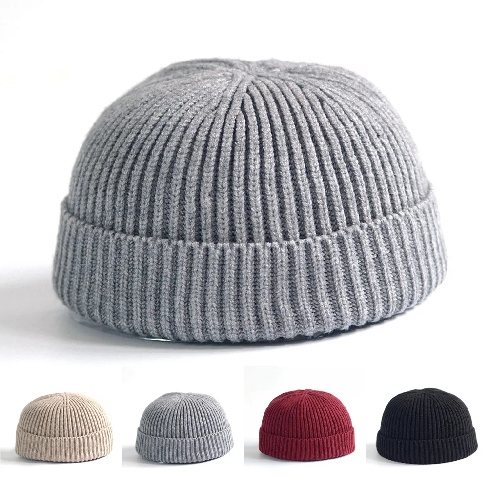 Casquette Melon Courte à Manchette pour Homme, Chapeau de Marin Rétro Sans Bords, Style Marine, Nouvelle Collection Hiver