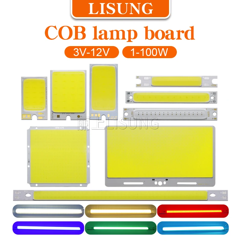 Sumbulbs Diy Dc 3v 12v Cob Chip Led 1w 10w 20w 50w 100w ciepły biały niebieski zielony czerwony Panel oświetleniowy Oard Led lampa Ultra jasny