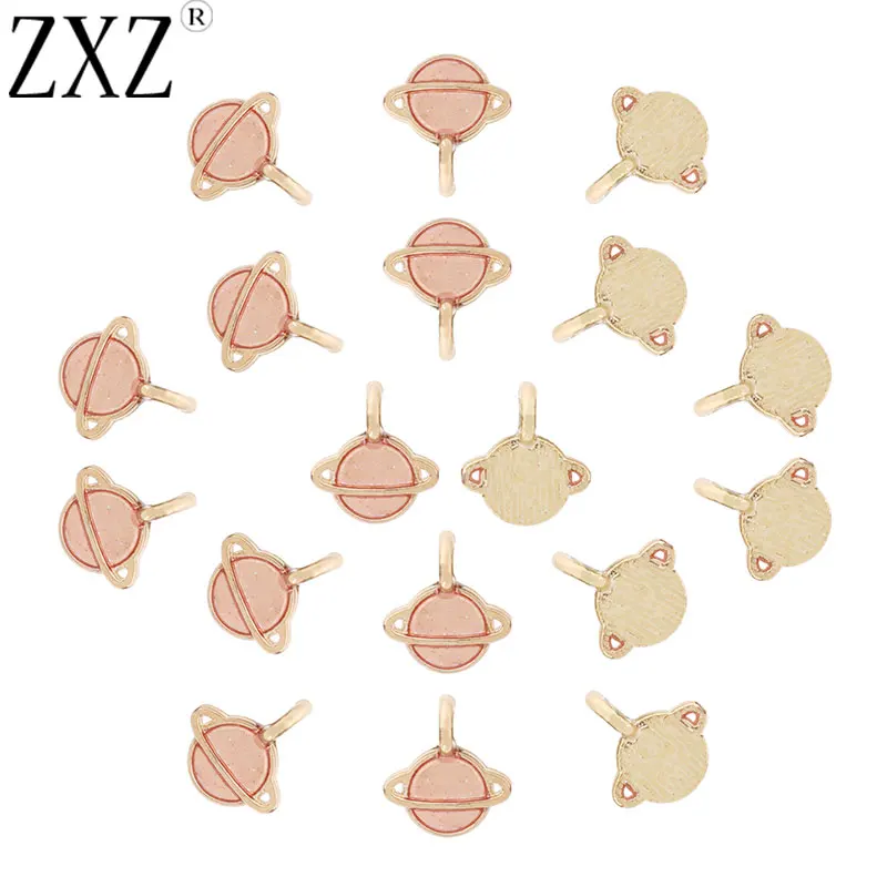 

ZXZ 20pcs Gold Tone Enamel Saturn Charms Pendants Beads for DIY Jewelry Making Accessories