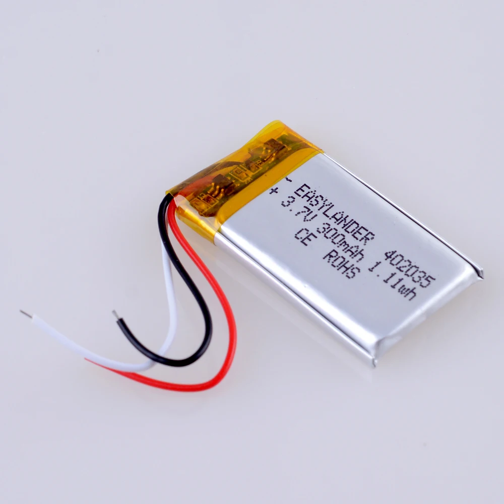 3 line Good Qulity 3.7V 300mAH 402035 Polymer lithium ion / Li-ion battery for TOY GPS,mp3 mp4 player automatic video recorder