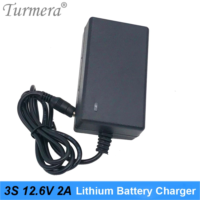 Turmera 12V 12.6V 2A 18650 Battery Charger DC 5.5MM*2.1MM for 3S Lithium Battery Pack for Screwdriver Battery with Indicator Tur