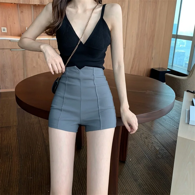 Shorts Women Ulzzang Simple Casual Elegant Office Ladies Short Summer All-match High Waist Stretch Womens Trousers