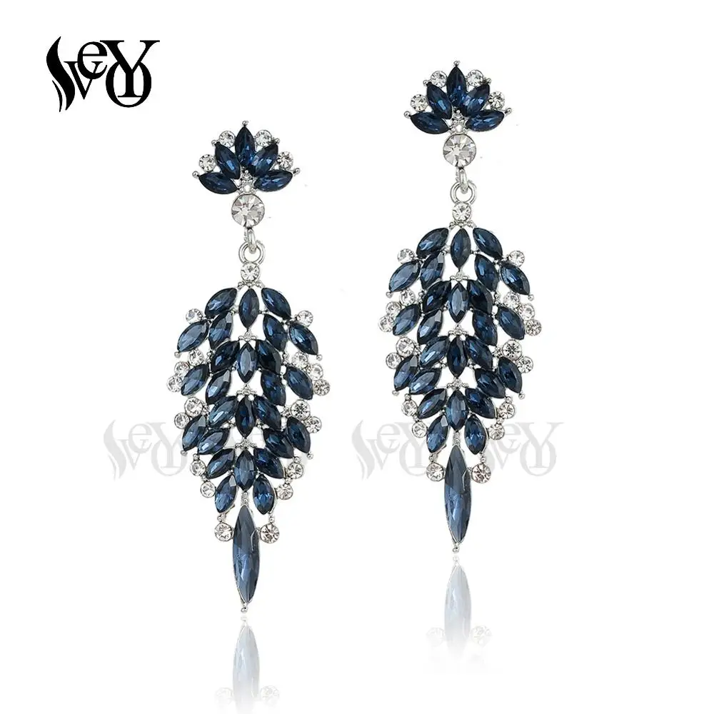 VEYO Luxury Crystal Drop Earrings Elegant Party Bridal Dangle Earrings For Women Gift New