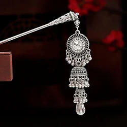 Ethnic Women's Vintage Tibet Silver Color Alloy Bells Hairpin Horquillas Classic Elegant Long Tassel Hair Fashion Accessories