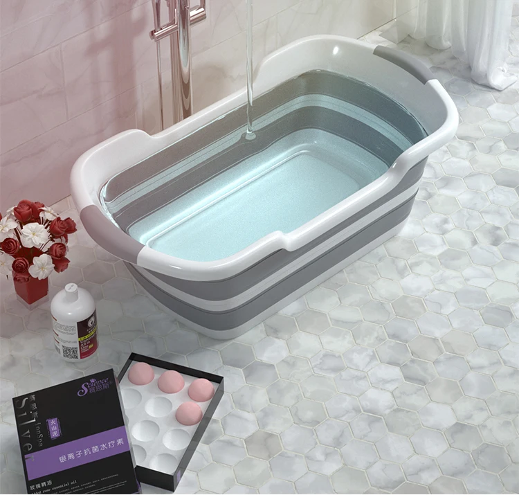 1PC Portable Folding Bathtub Baby Shower Portable Silicone Capacity Washing Storage Non-Slip Dog Bath Tubs Foot Spa Bath Hot Tub