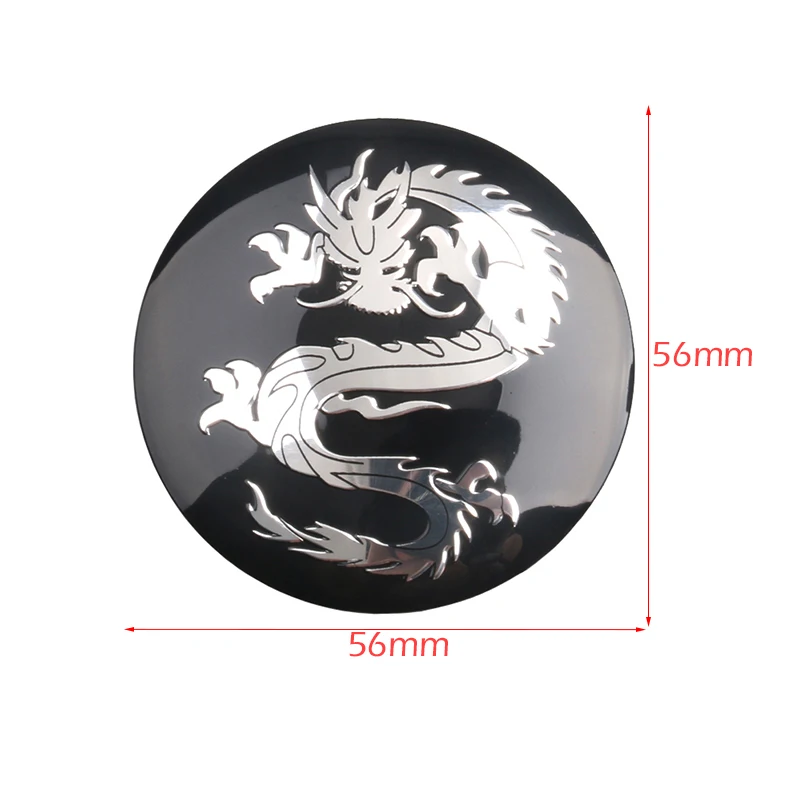 4pcs Aluminum 56mm Dragon Logo Car Wheel Center Hub Cap Rim Cover Badge Sticker For VW Audi BMW Nissan Honda Skoda Chevrolet KIA