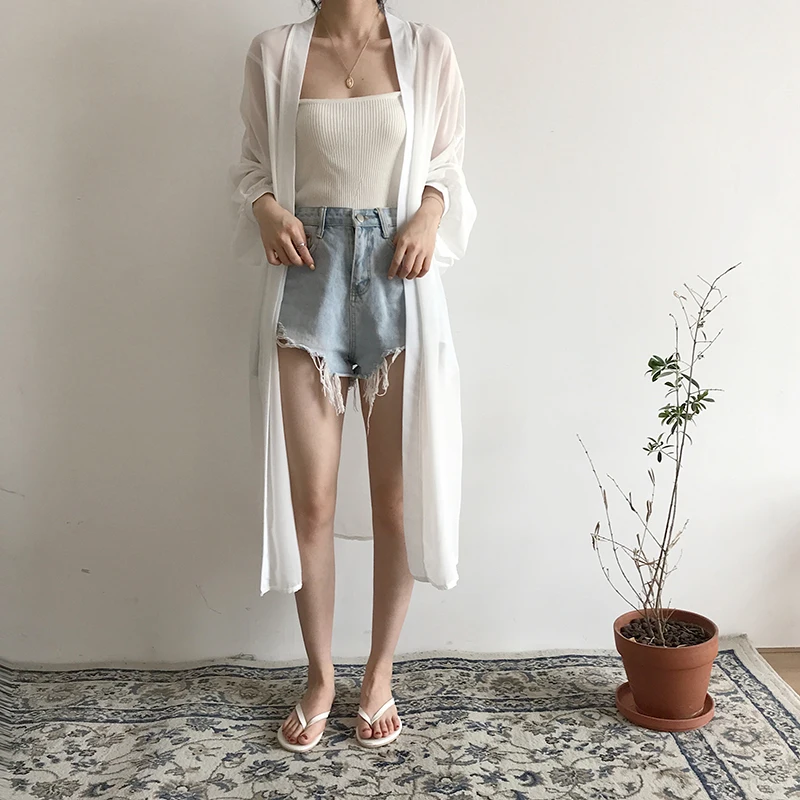 Kimono Spiaggia di Estate Cardigan Maglia A Manica Lunga Camicia Bianca Più Il Formato Abiti Vintage Blusas Mujer De Moda 2020