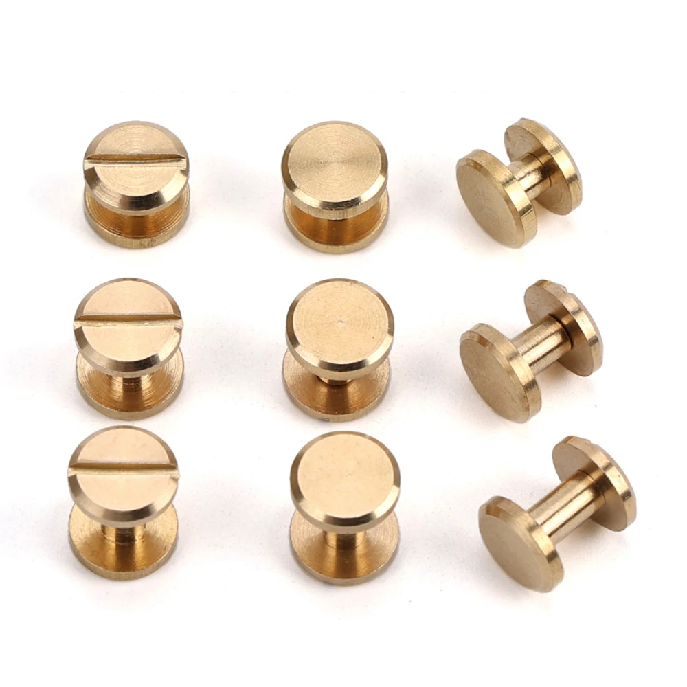 8/10mm Solid Brass Screw Nail Bolt Rivets Binding Book Round Head Screws Studs for Leather Craft Bags Clothes Shoes Strap Belt