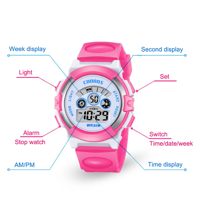 Kids Children\'s Watch Electronic Quartz WristWatch for Boy Girl 30m Life Waterproof Student Sports Watches Colorful Clock reloj