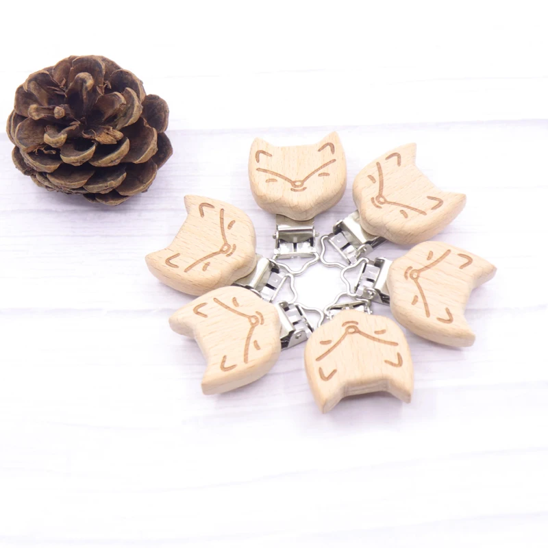 50Pcs Animal Beech Wood Baby Pacifier Clip Dummy Clip Nipple Holder Chupetas Wholesale Dropshipping