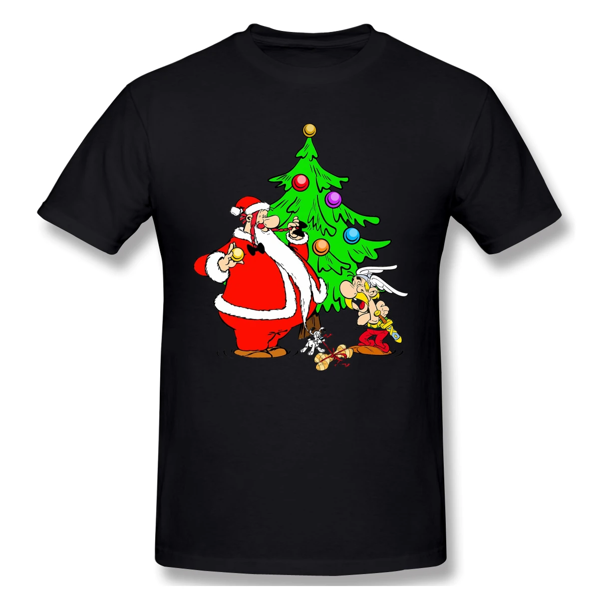 High Quality O-Neck 100 Cotton Aster And Obeli At Christmas T-shirt Asterix and Obelix All at Sea sleeve short