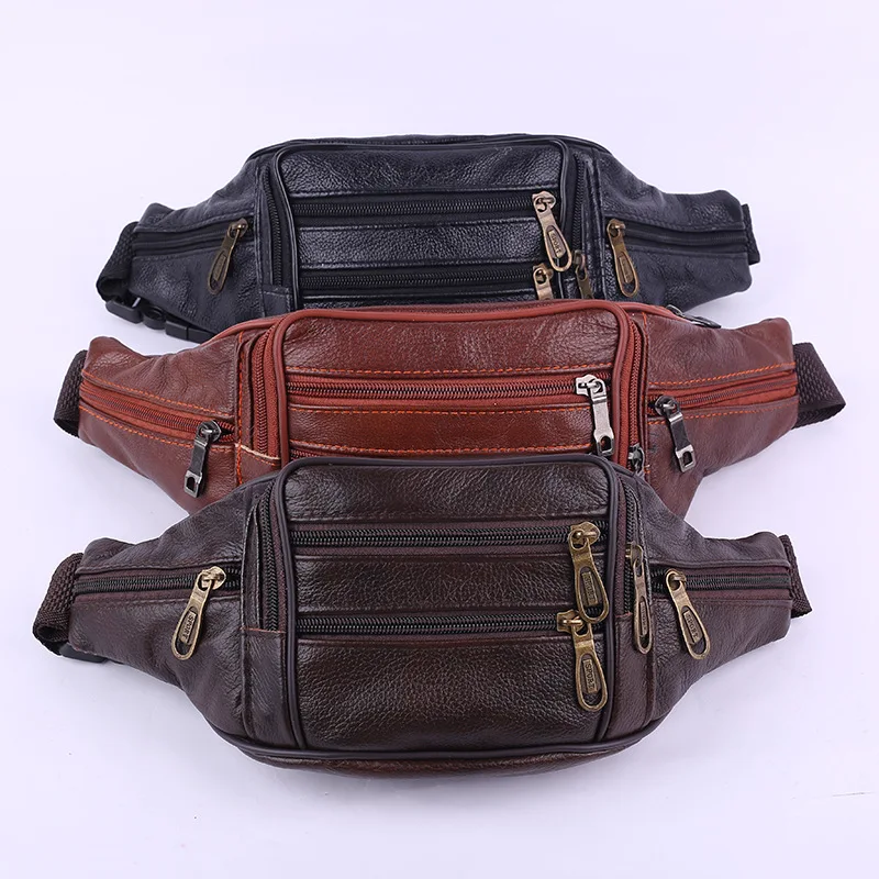 One Product Dropshipping Men's Leather Pocket Multi-Function Outdoor Fashion Sports Bag Custom Wallet Cashier Bag Cross-Border