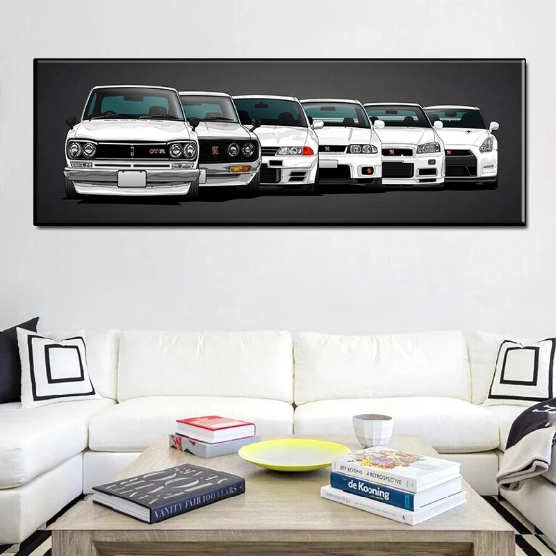 Skyline Gtr Car Living Room Mural Canvas Painting Wall Art Picture  Posters and Prints Sports Car Painting HD Print Home Decor