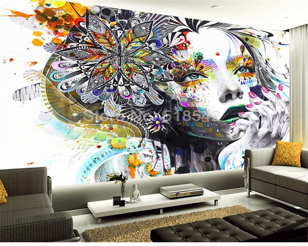 WELLYU Custom modern classic hand drawn sketch personality abstract avatar mural background wallpaper wall papers home decor3D