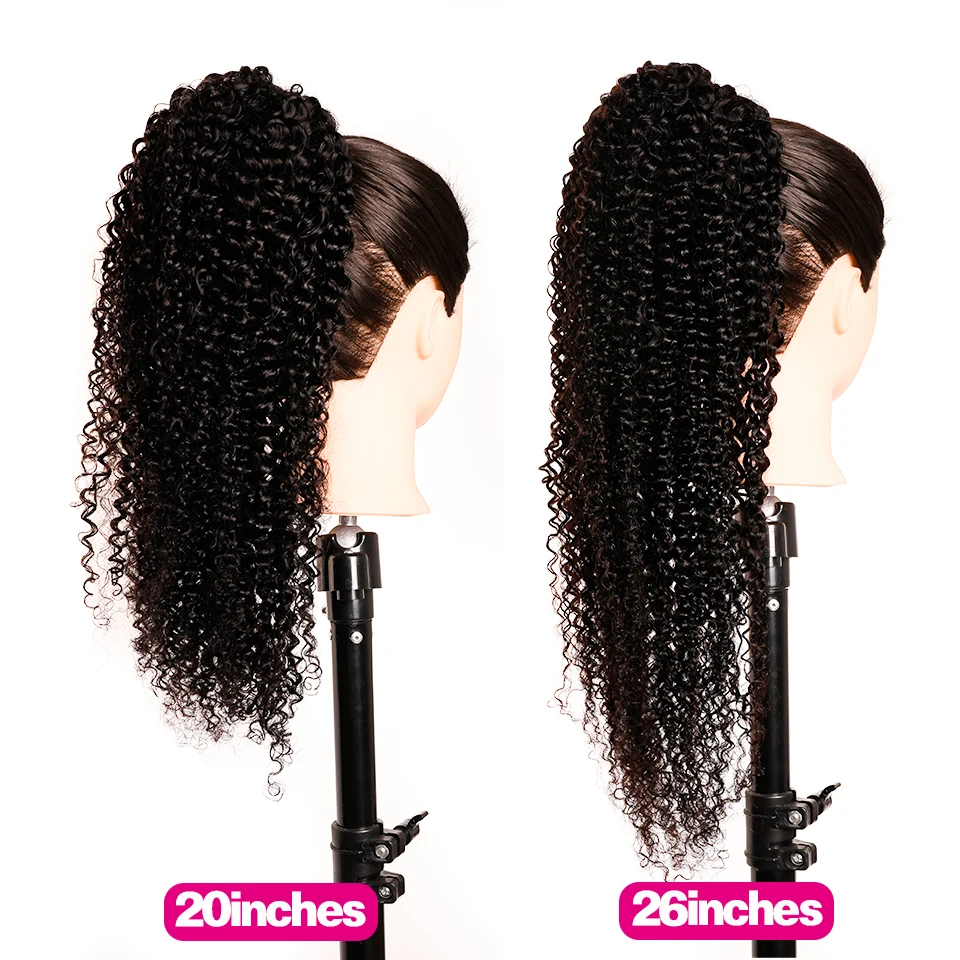 Kinky Krullend Trekkoord Paardenstaart Menselijk Haar Braziliaanse Afro Kinky Krullend Clip In Extensions Voor Zwarte Vrouwen Remy Yepei Haar