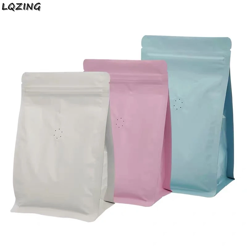 New 1/2Pound Coffee Bean Smell Proof Bag Packaging Reusable Foil Tea Powder Pouches with Valve Stand Up Zipper Lock Baggies Pack