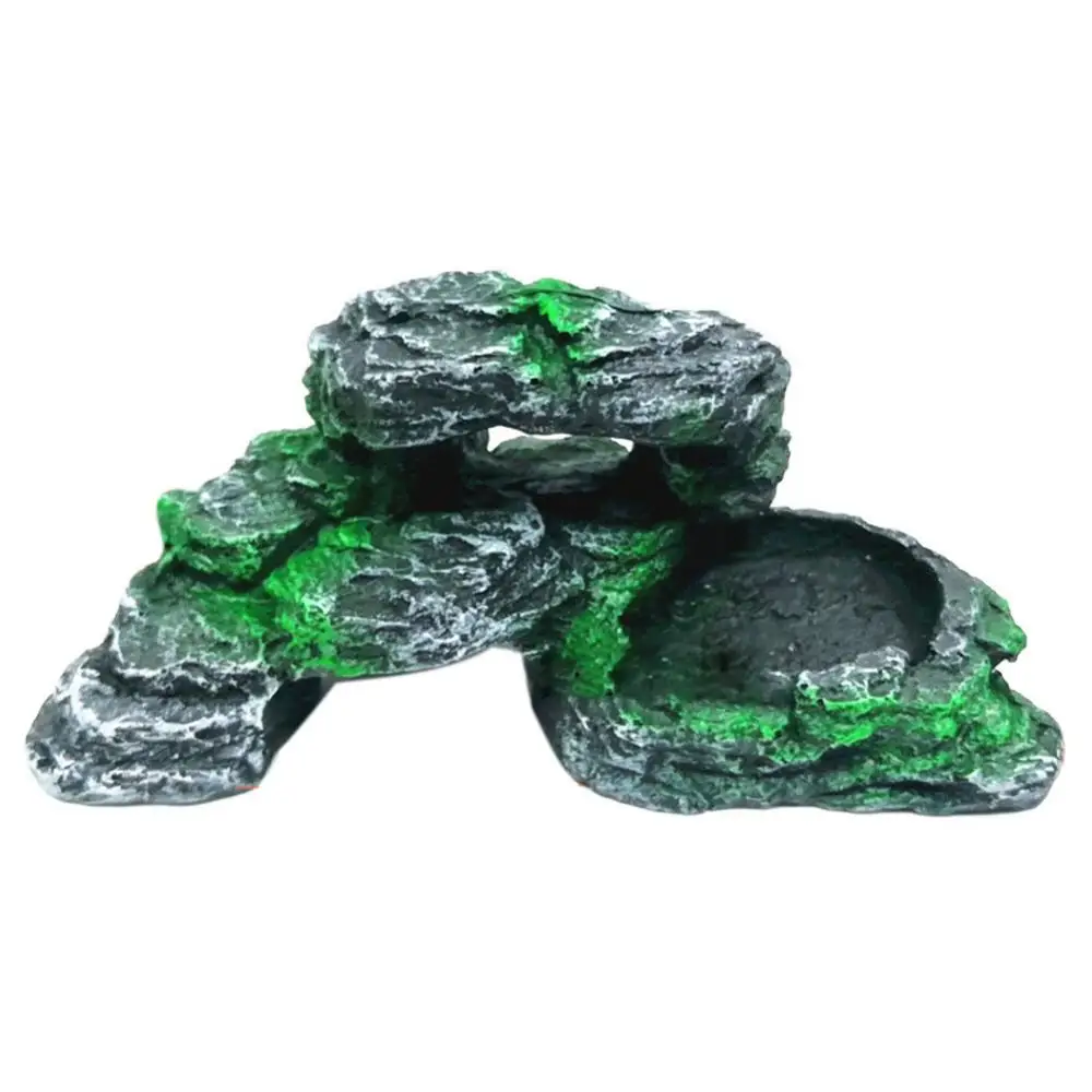 Resin Turtle Step Simulation Climbing Terrace Island Reptile Hide Point Aquarium Landscape Grey Small Animal Shelter