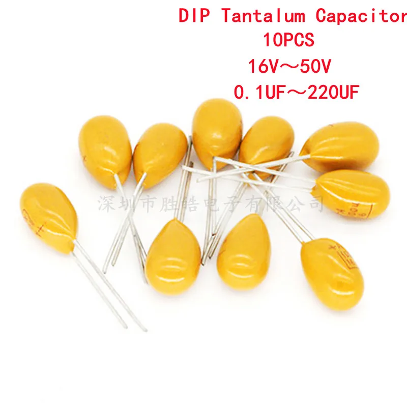 10PCS DIP Tantalum Capacitor 16V 25V 35V 50V 0.1 0.15 0.22 0.33 0.47 1 2.2 3.3 4.7 6.8 10 15 22 33 47 100UF 104 105 106 225 226