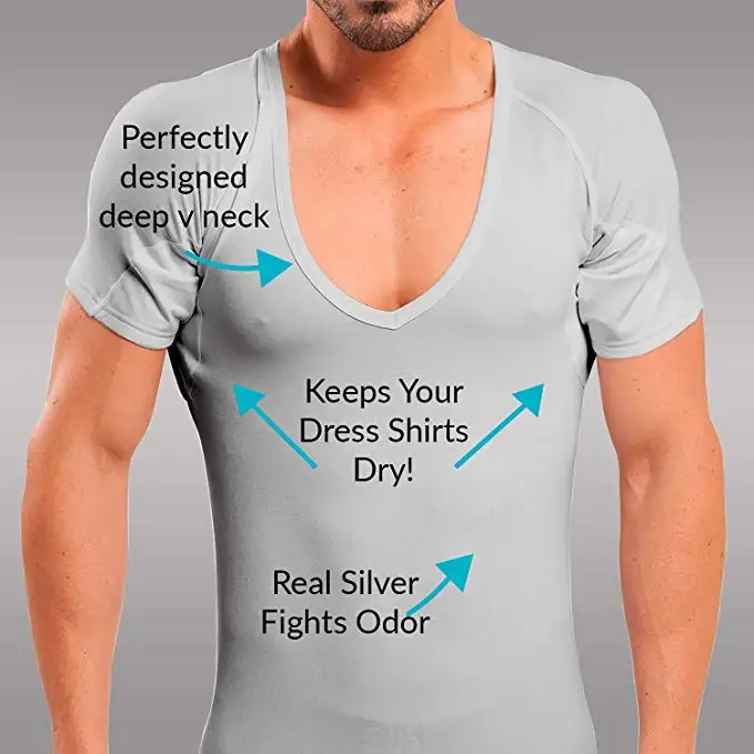 WESPROJECT Men Lancin Modal Sweatproof Anti T Shirt Against Underarm Sweat Proof Slim Fit V Neck T-Shirt