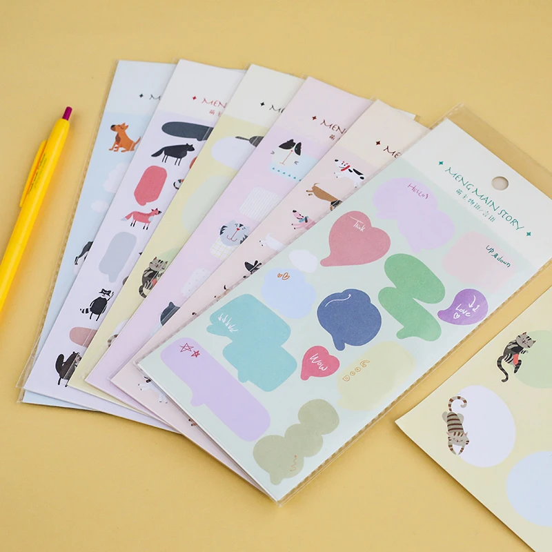 SIXONE Cute Animal Writable Decorative Sticker kawaii DIY Decoration Message Labels Stickers Handbook Material Stationery