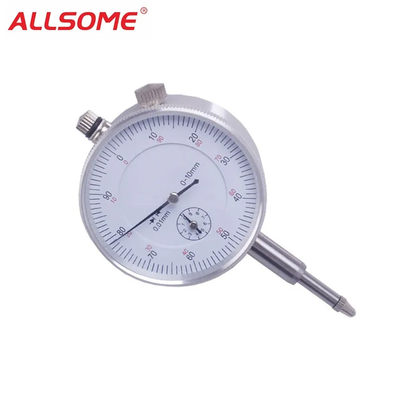 ALLSOME Dial Indicator Gauge 0-10mm Meter and Precise 0.01 Resolution Concentricity Test HT1605