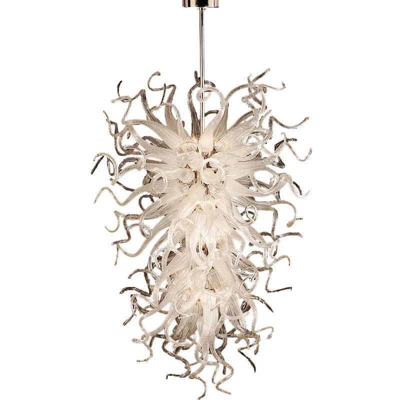 Modern White Glass Pendant Lamps LED Lights Hand Blown Glass Chandeliers 40 Inches Home Decor Art Glass Lighting