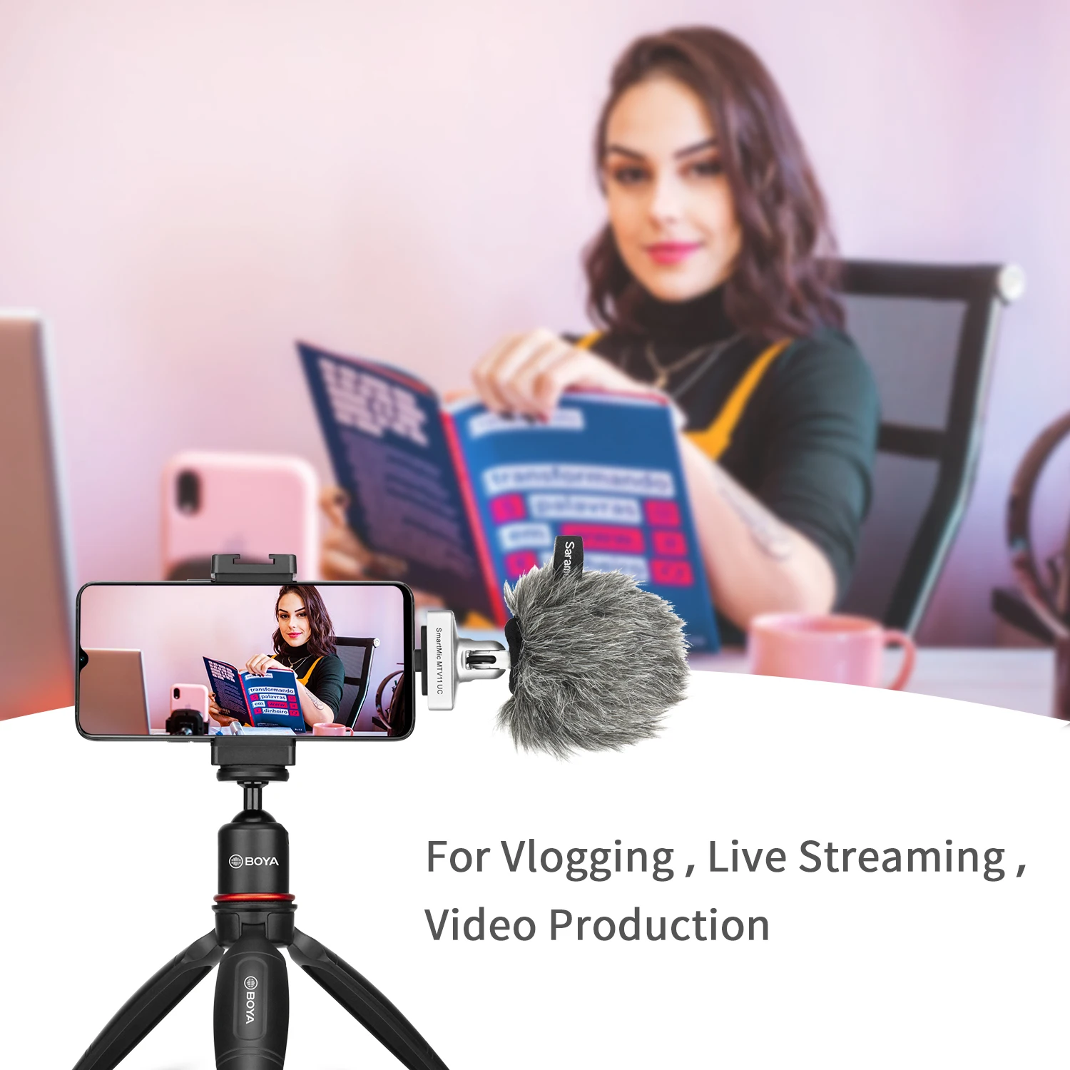 Saramonic مكثف التوصيل والتشغيل ميكروفون ، SmartMic ، MTV11 ، UC ، Di ، آيفون ، أندرويد ، PC ، كمبيوتر محمول ، تدفق ، يوتيوب ، تسجيل ، سجل