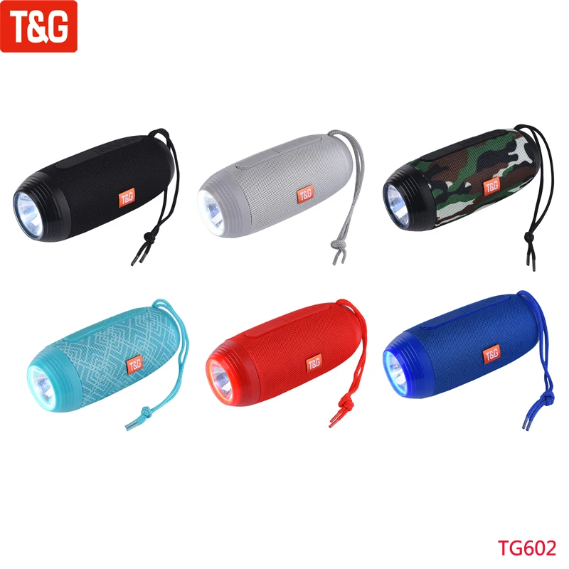 T&G TG602 Wireless Bluetooth Speaker Flashlight Portable Outdoor Waterproof Subwoofer Bluetooth Speaker suppor AUX TF With Mic