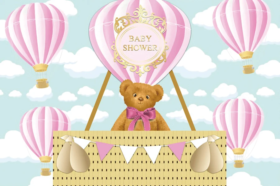 เด็กทารกการ์ตูน Cloud บอลลูนวันเกิดการถ่ายภาพฉากหลังที่กำหนดเองภาพพื้นหลังสำหรับ Photo Studio