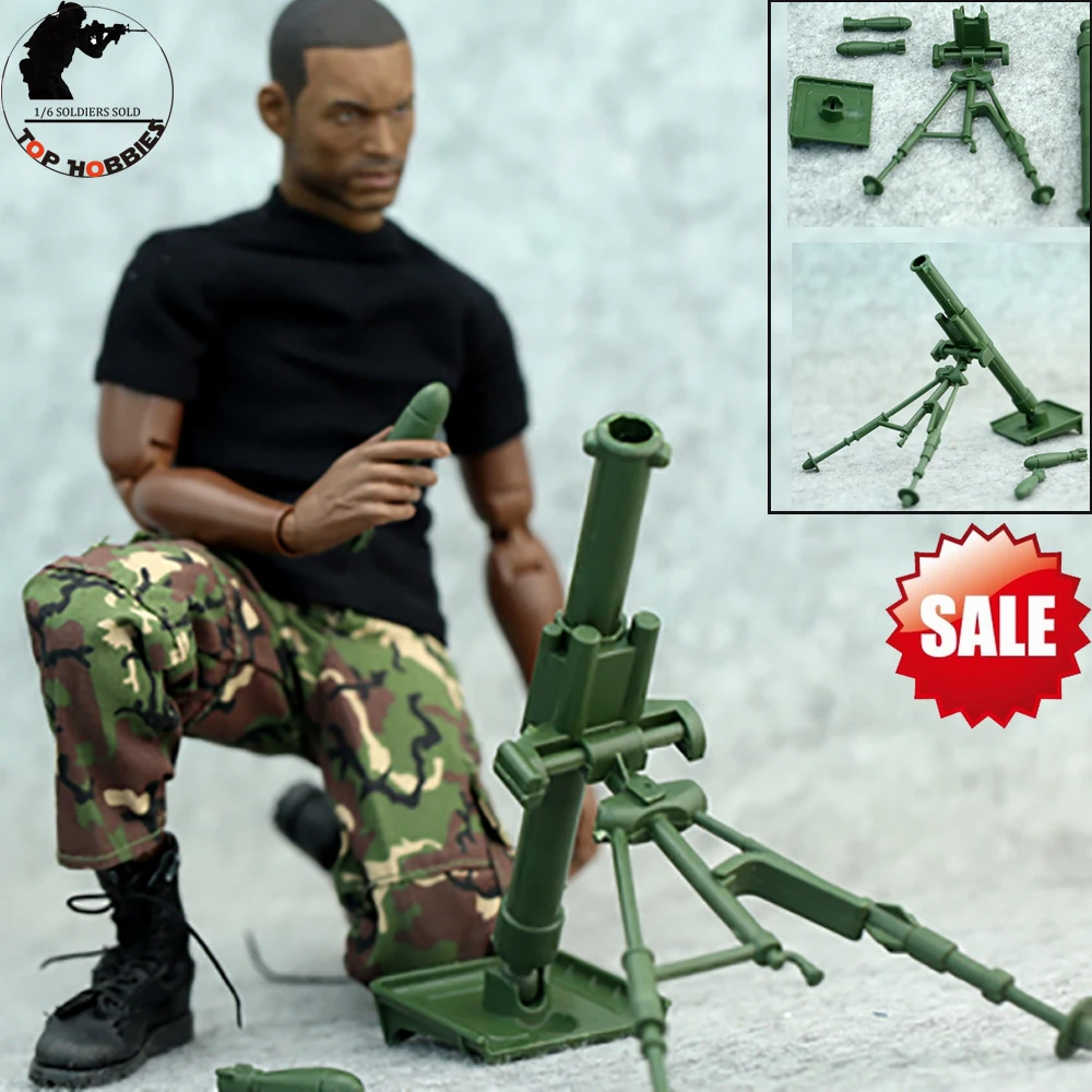 Grüne antike Action figur Modell 1/6 Kinder Spielzeug Mörtel Militär Kampfs oldat Mörser 1/6 Modelo de Arma Mörser Pistole Milita