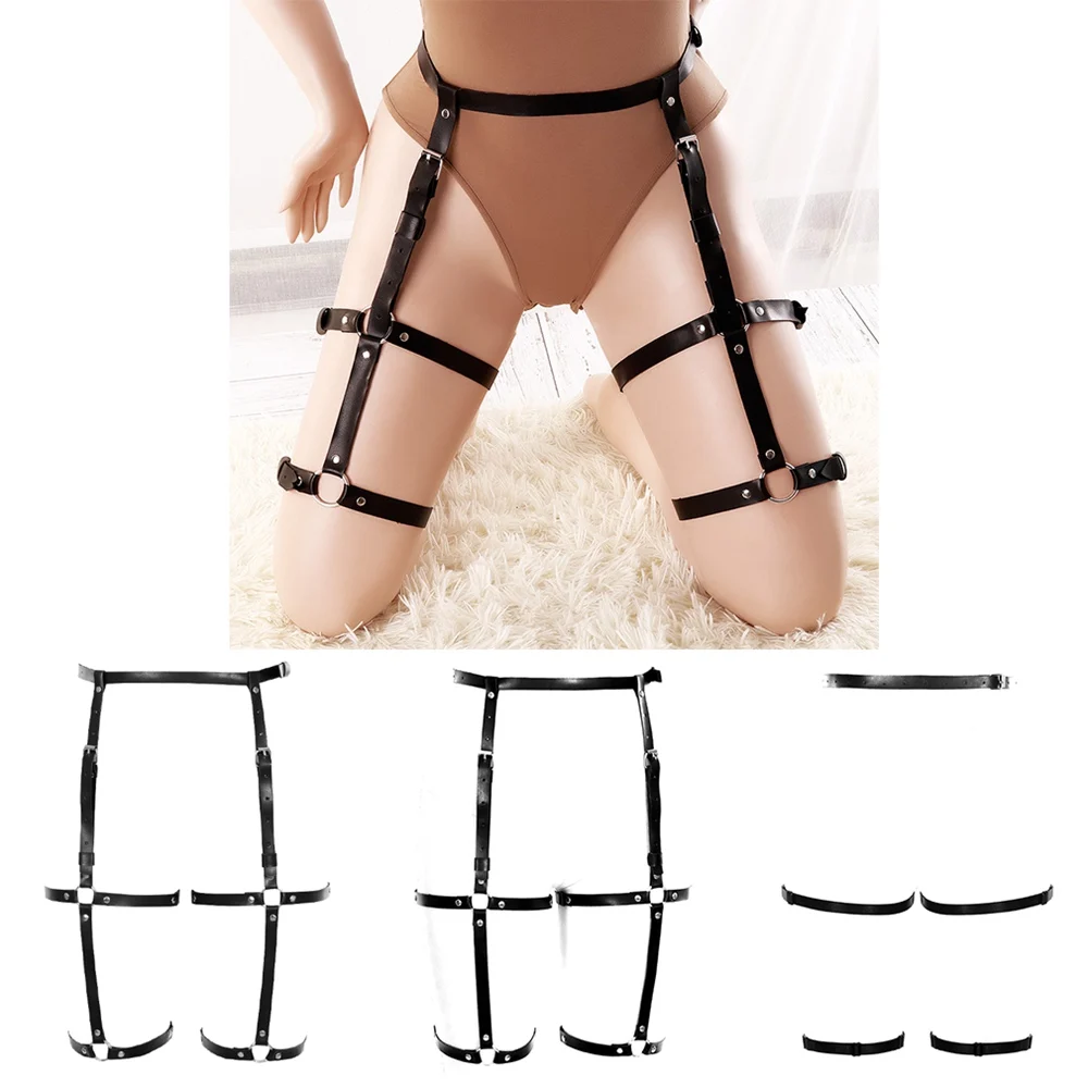 

Exotic Costume Charming Garters Sexy Underwear Black Leather Lingerie Harness For Women Adjust Suspender Punk Goth Clothes